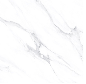 Carrara White 60x60cm Pearl Marble Effect Polished Porcelain Wall and Floor Tile - TILES Paradise