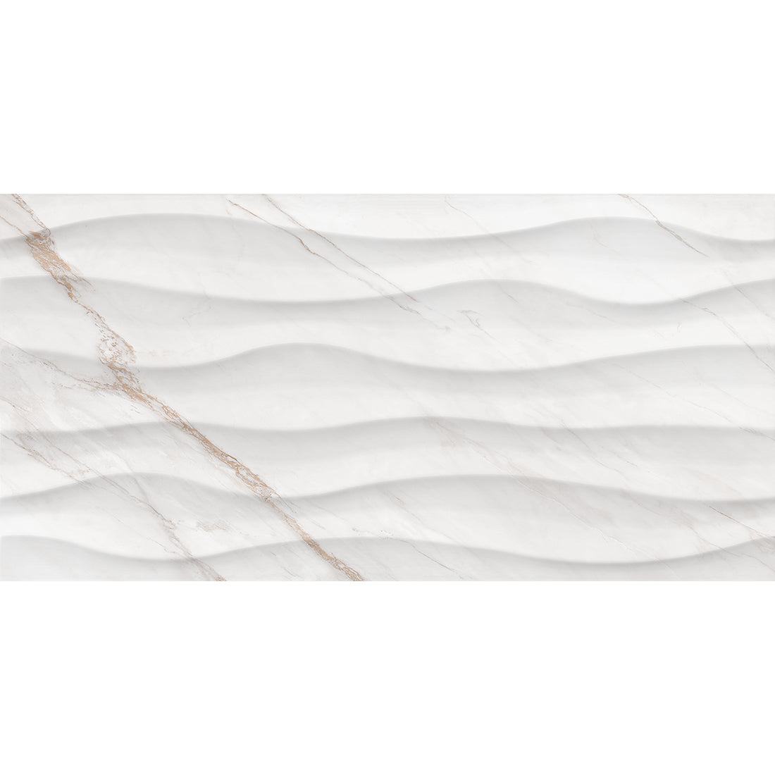 Carrara Gold Relief White Marble Effect Gloss Ceramic Wall Tile 30x60cm