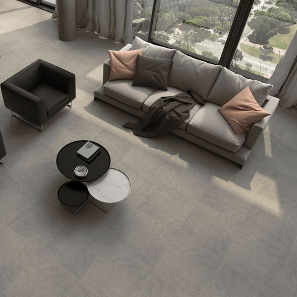Aztec Charcoal Grey Matt Concrete Effect 60x60cm Porcelain Wall and Floor Tile