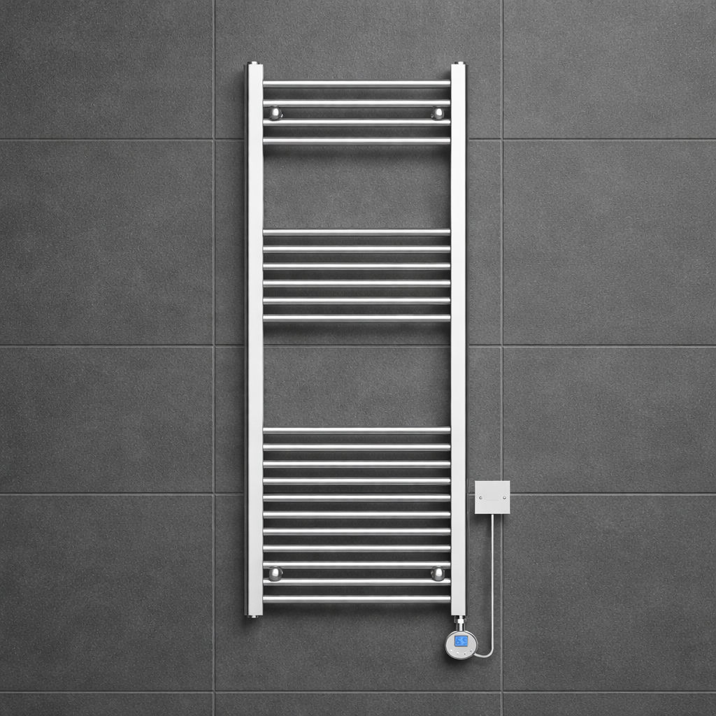 Chrome Electric Straight Ladder Towel Rail