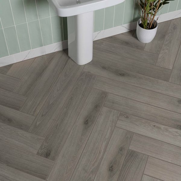 Ruble Grey Wood Effect Matt 15x90cm Porcelain Wall and Floor Tile