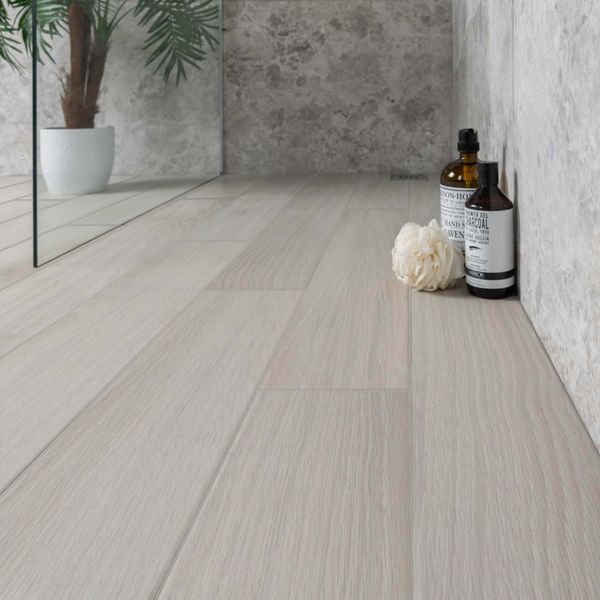 Ruble White Wood Effect Matt 15x90cm Porcelain Wall and Floor Tile