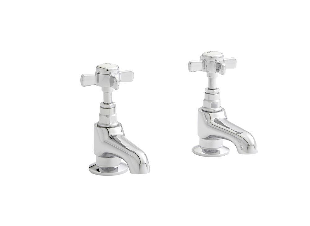 Clarenza Chrome Traditional Crosshead Basin Pillar Taps (Pair)