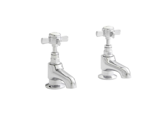 Clarenza Chrome Traditional Crosshead Basin Pillar Taps (Pair)