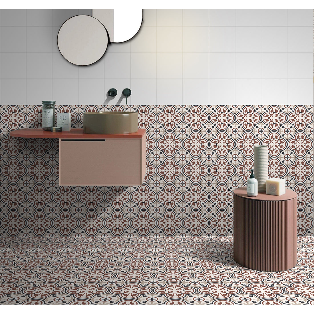 Victorian Classic Brown Matt 20x20cm Patterned Porcelain Wall & Floor Tiles