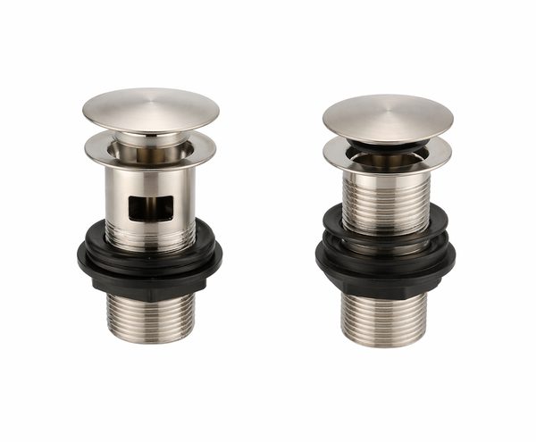 Click Clack Basin Waste – Brushed Nickel – Slotted (basin with overflow)