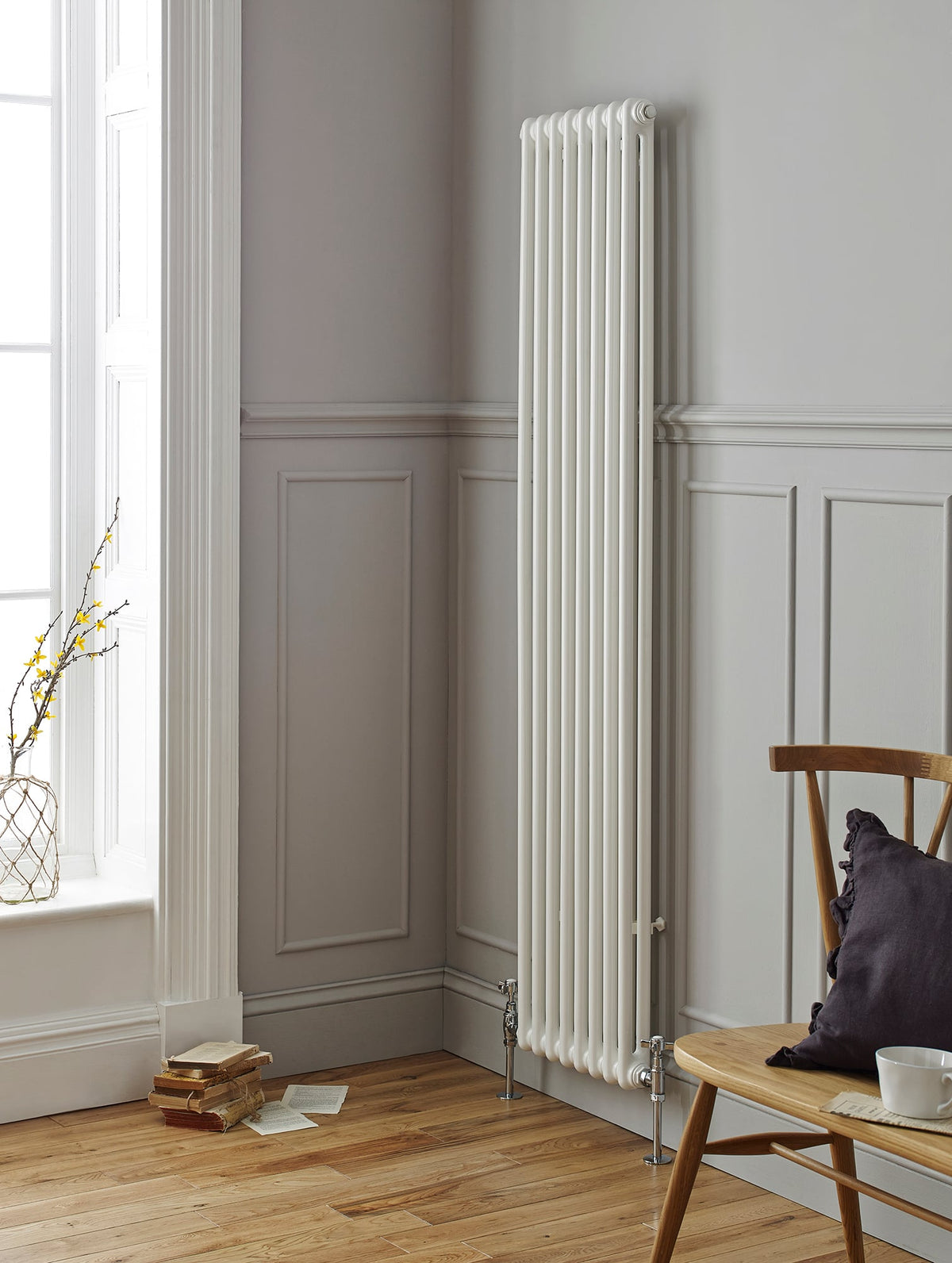 Colenzo White Vertical 3 Column Radiator – 1800x335mm