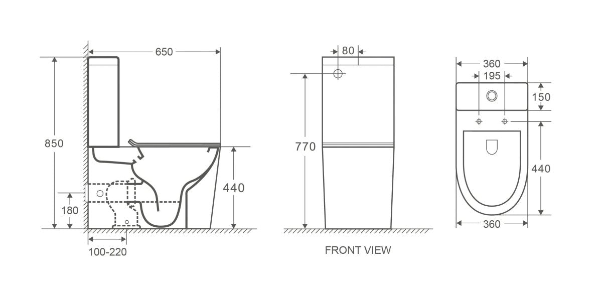 Comfort Height Rimless Close Coupled Toilet with Soft Close Seat – AERIS Comfort Range - TILES Paradise