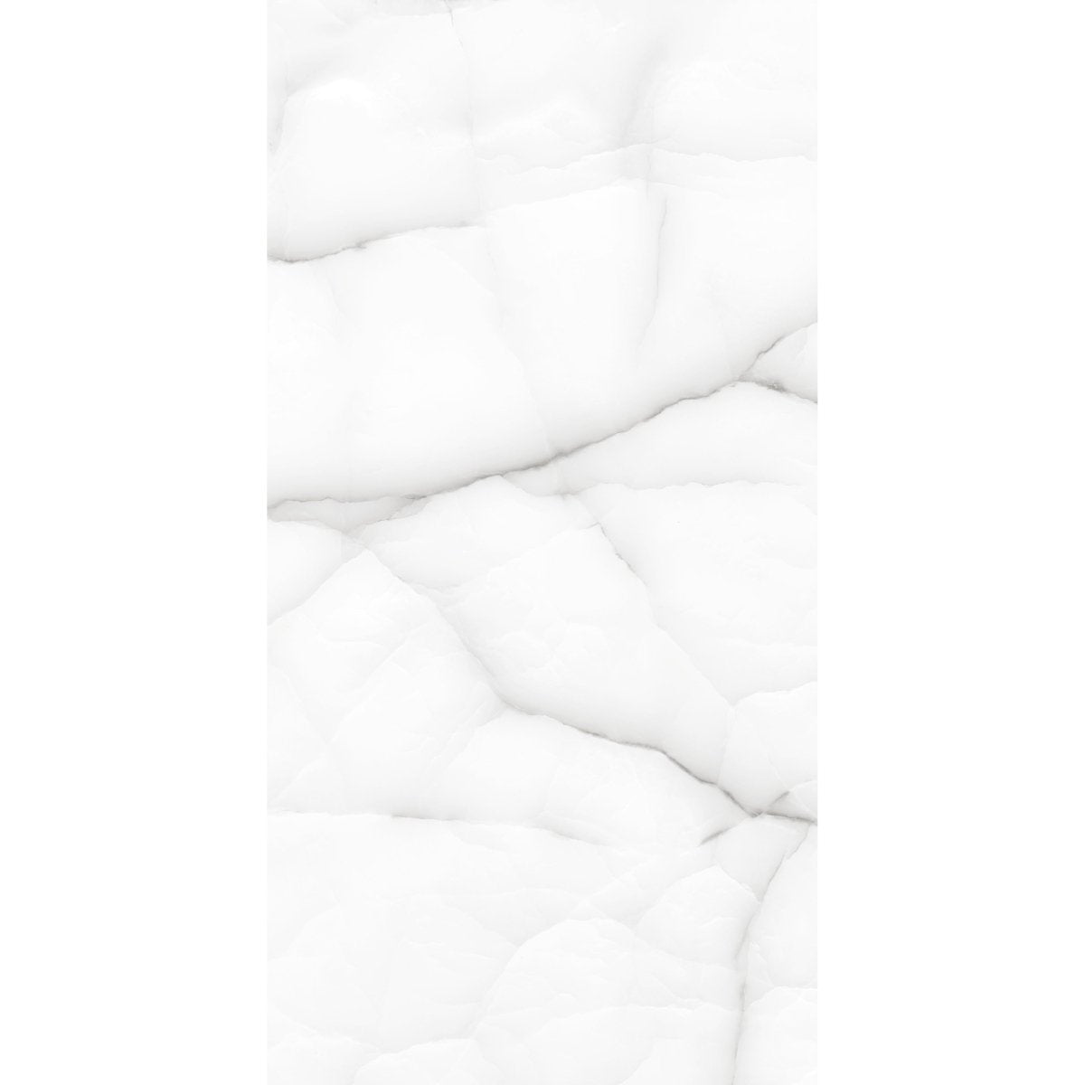 Crack White Carrara Marble Effect Gloss Porcelain 60x120cm Kitchen Bathroom Wall Floor Tiles - TILES Paradise
