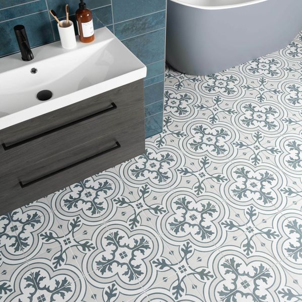 Twilight Blue Matt 45x45cm Patterned Ceramic Wall & Floor Tiles
