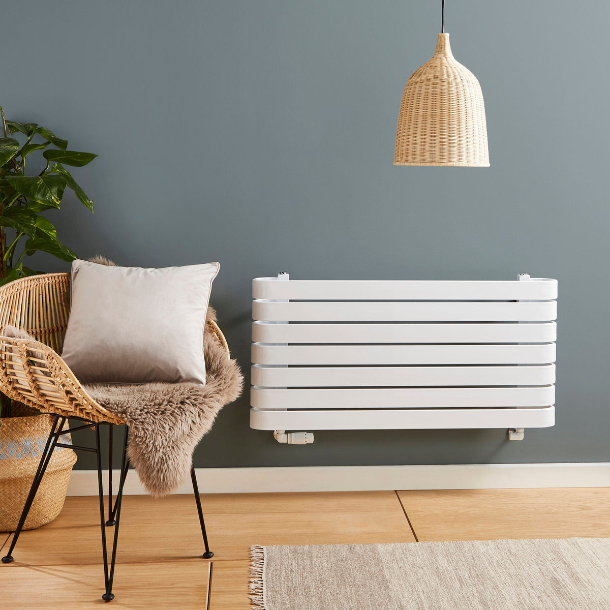 Delfa White Horizontal Flat Tube Designer Radiator – 500x1000mm