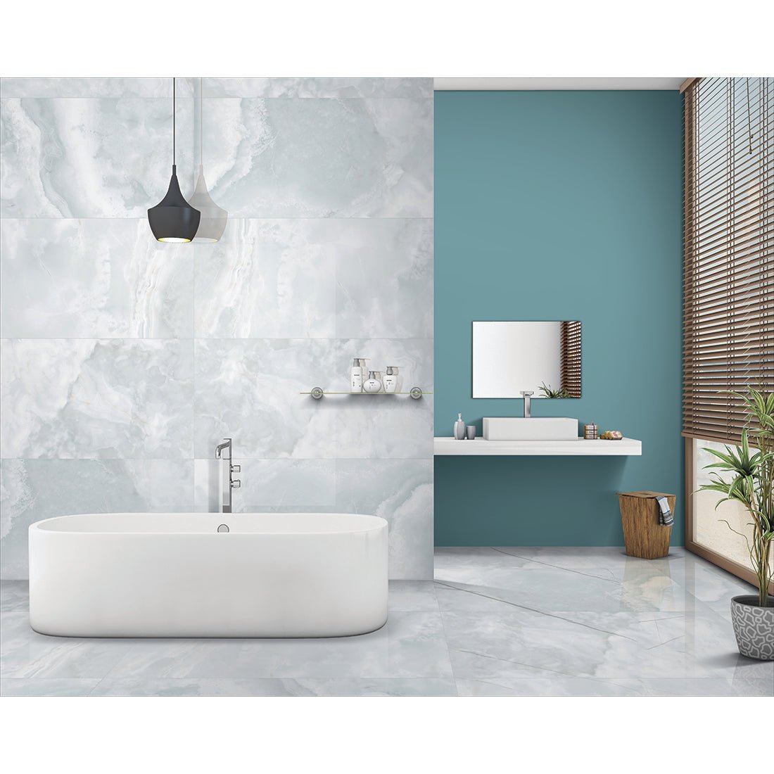 Dreamy Blue Porcelain 60x120cm Polished Wall & Floor Tile - TILES Paradise