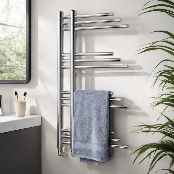Eboria 900x500mm Chrome Designer Heated Towel Rail