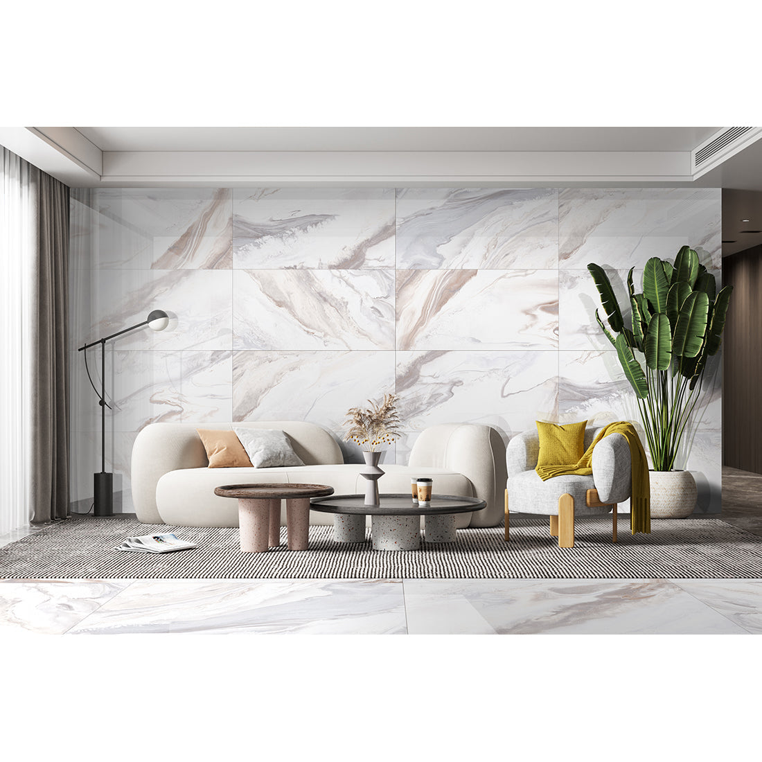 Pallet Deal: 60 Tiles (43 sq.m) Smoky 60x120 Beige Polished Wall and Floor Tile