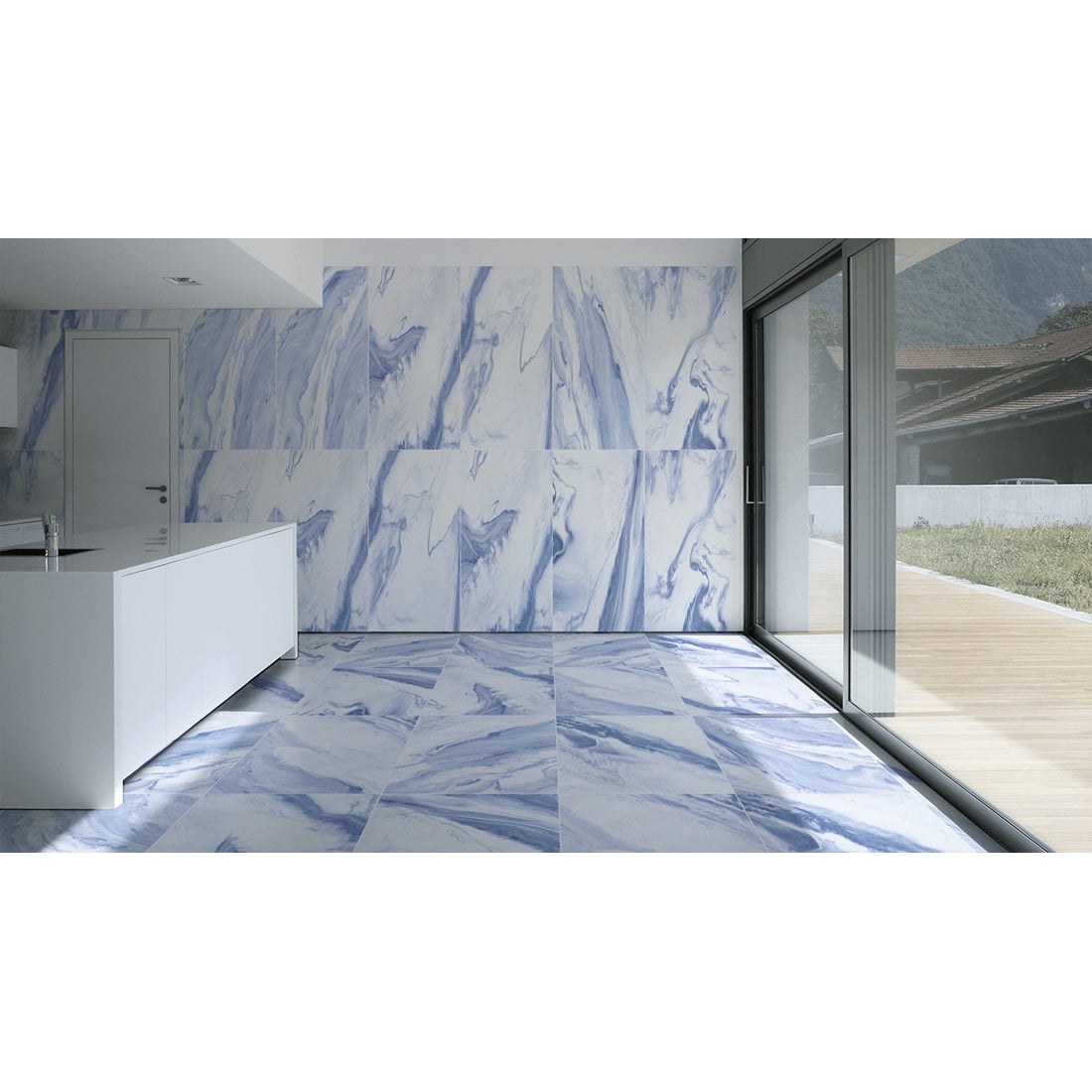 Pallet Deal: 60 Tiles (43 sq.m) Smoky 60x120 Blue Polished Wall and Floor Tile