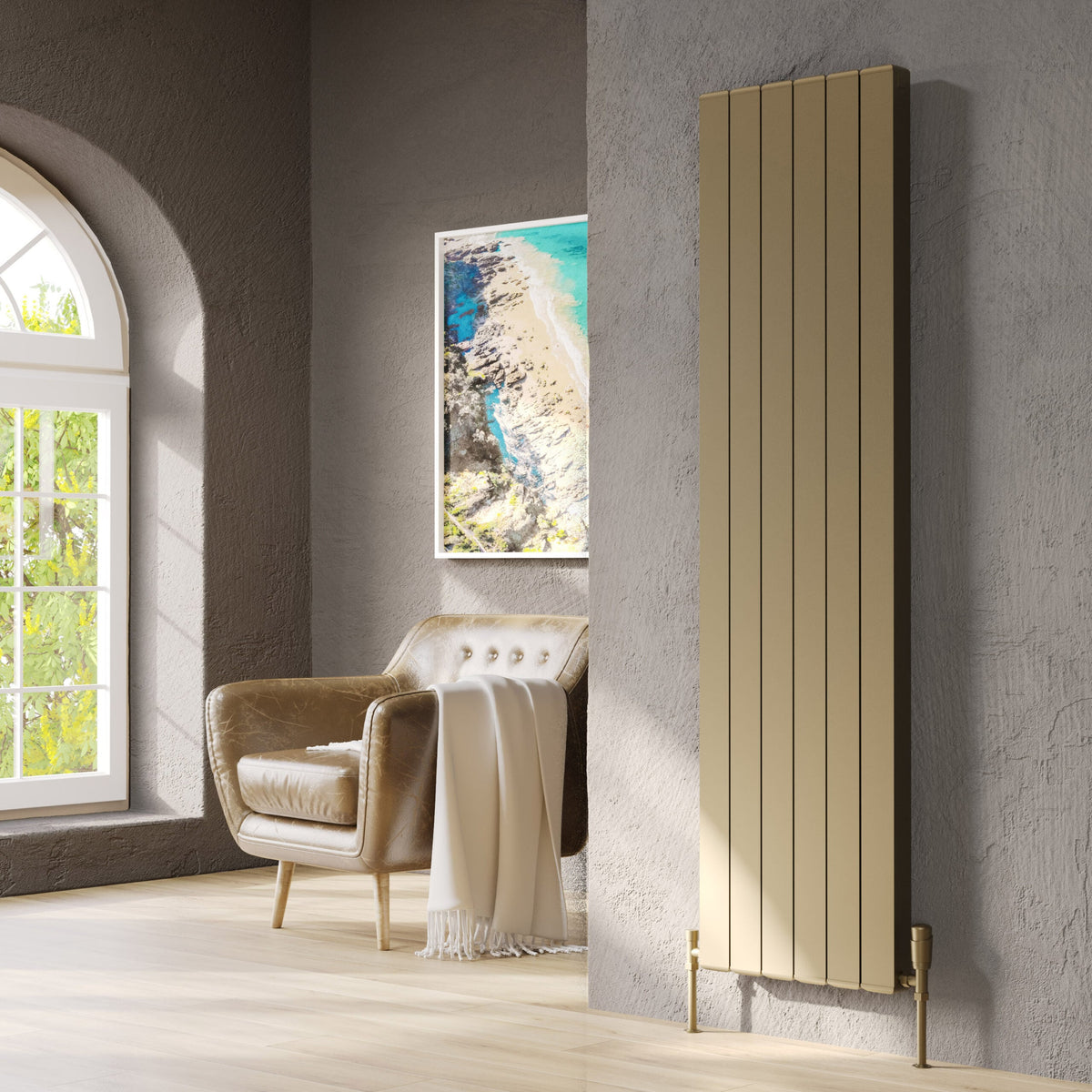Edmea Bronze Vertical Aluminium Radiator – Single Panel