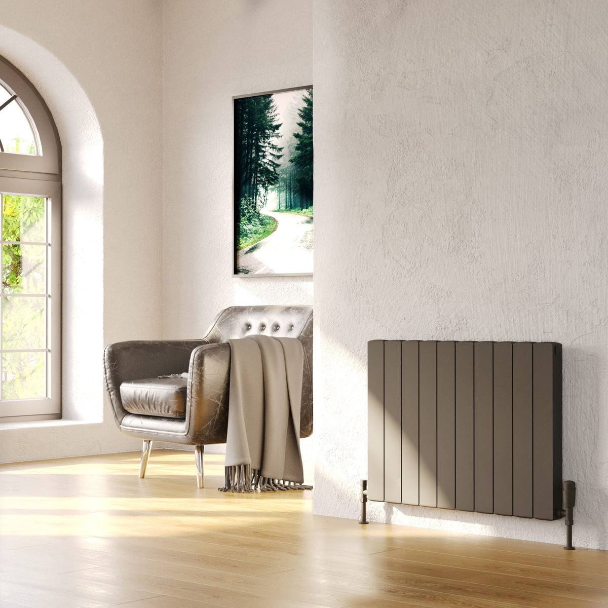 Edmea Grey Horizontal Aluminium Radiator – Single Panel