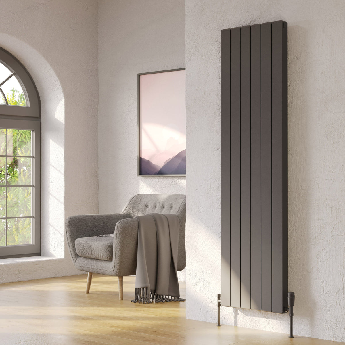 Edmea Grey Vertical Aluminium Radiator – Single Panel