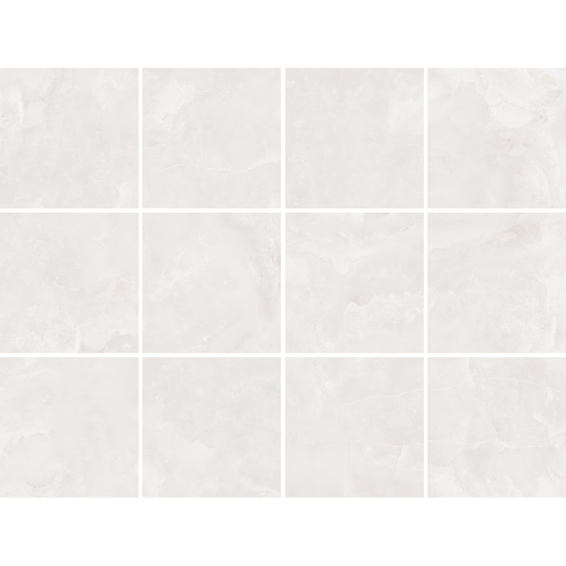 Elegant Onyx Bianco 60x60cm tile face variations