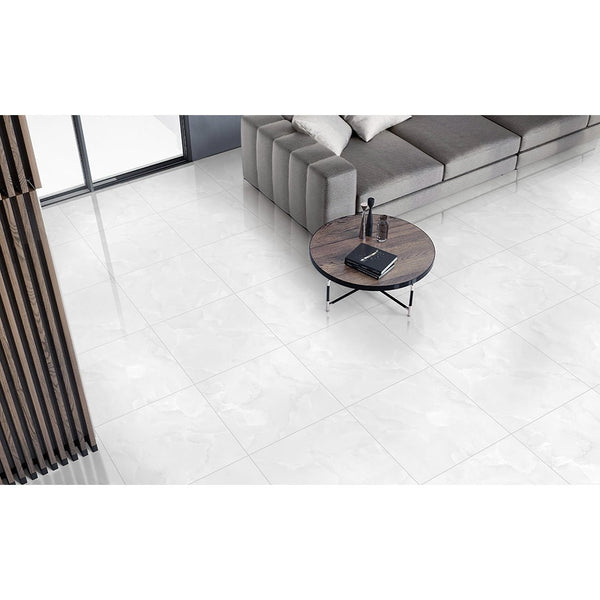 Emola Grey Onyx Effect Polished Porcelain 60x60cm Wall & Floor Tile - TILES Paradise