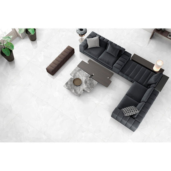 Emola Grey Onyx Effect Polished Porcelain 80x80cm Wall & Floor Tile - TILES Paradise