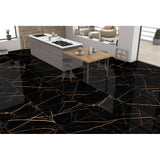 Epitome Black & Gold High Gloss Porcelain 60x60cm Kitchen Bathroom Wall & Floor Tile