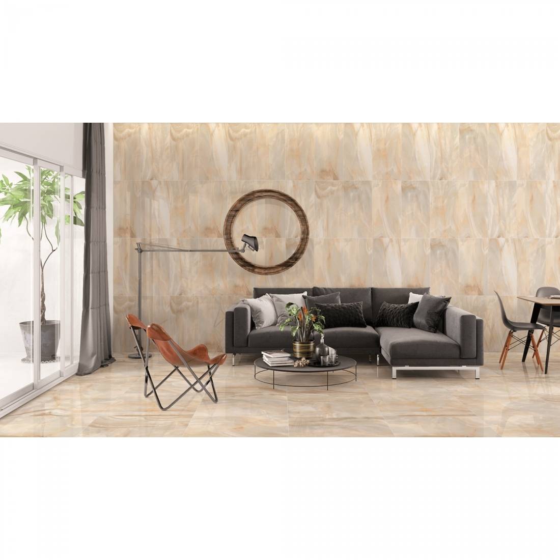 Glacier Onyx Lotus Beige Polished Porcelain 60x120cm Wall & Floor Tile - TILES Paradise