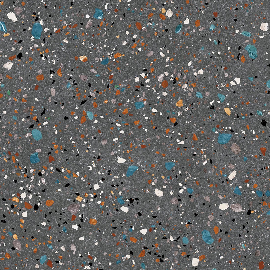 Gobi Terrazzo 60x60cm Black Matt Wall and Floor Tile - TILES Paradise
