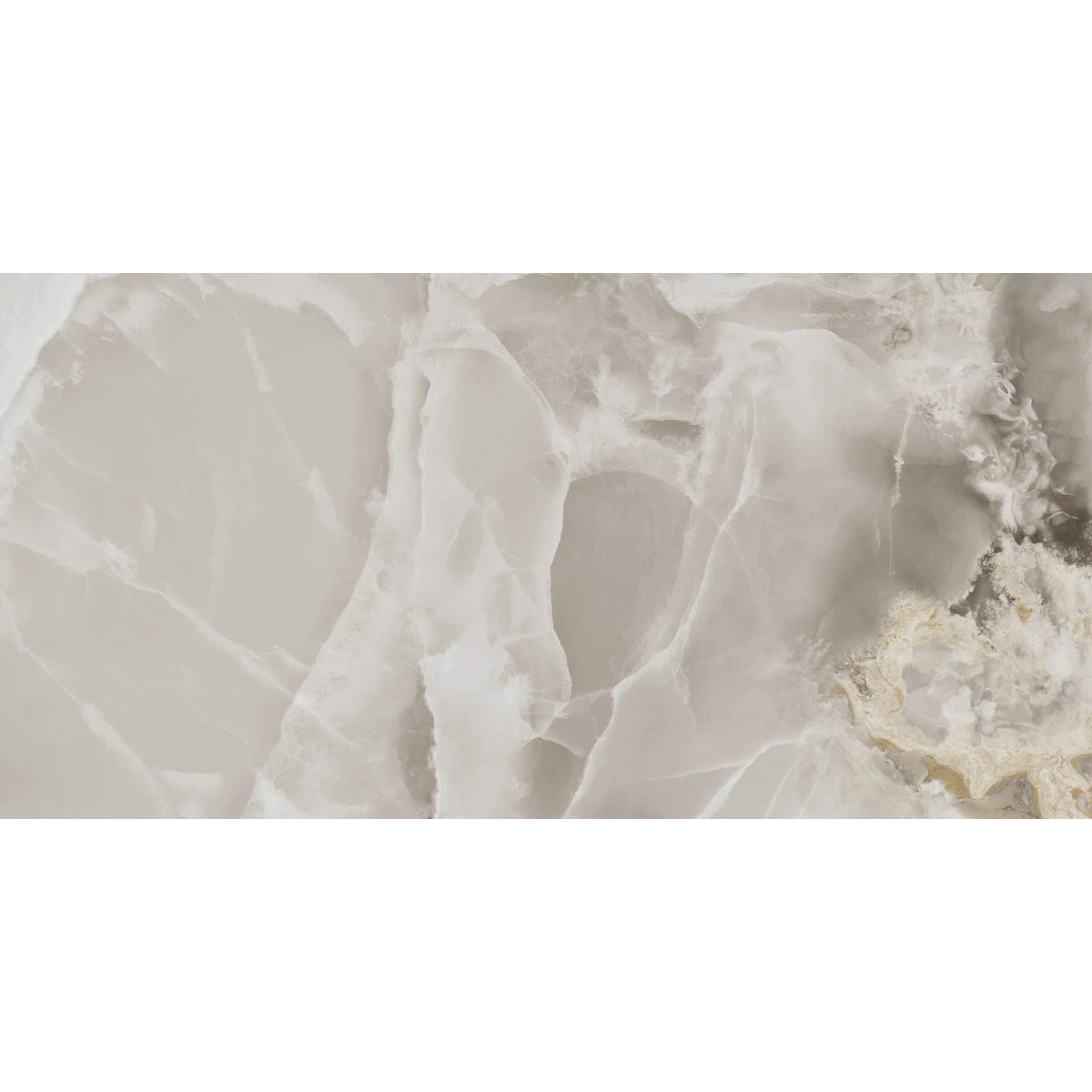 Iceland Topaz Grey Marble Effect Gloss Porcelain 60x120cm Wall & Floor Tile
