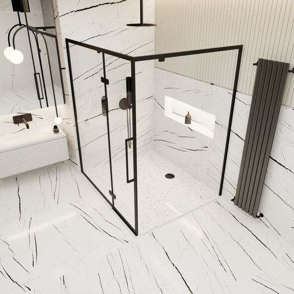 Imperio White Marble Effect Polished Porcelain 60x120cm Wall & Floor Tile
