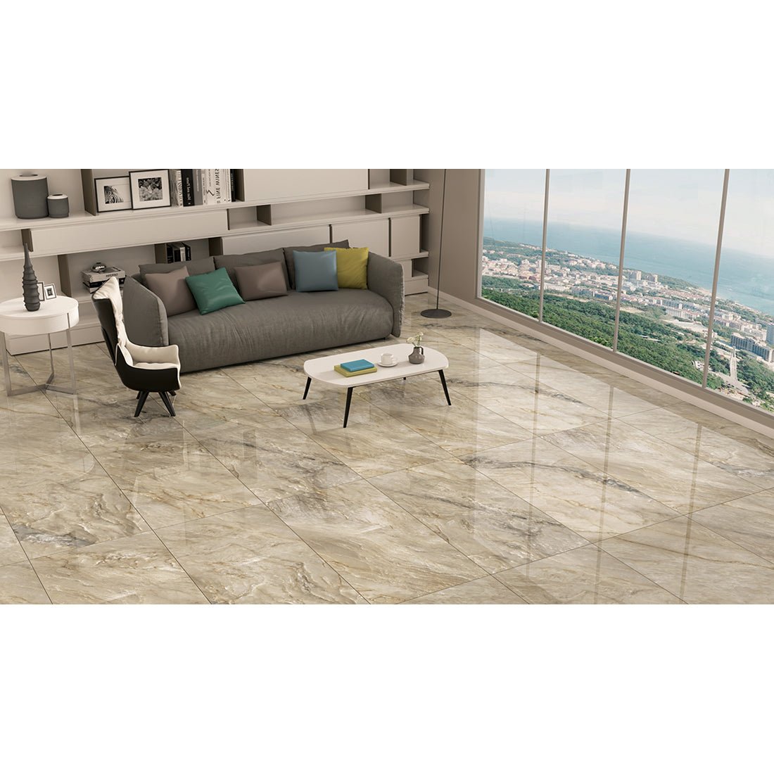 Java Coins Tile Java Jade 60x60cm Beige Polished Porcelain Tile - Timeless Elegance for ...