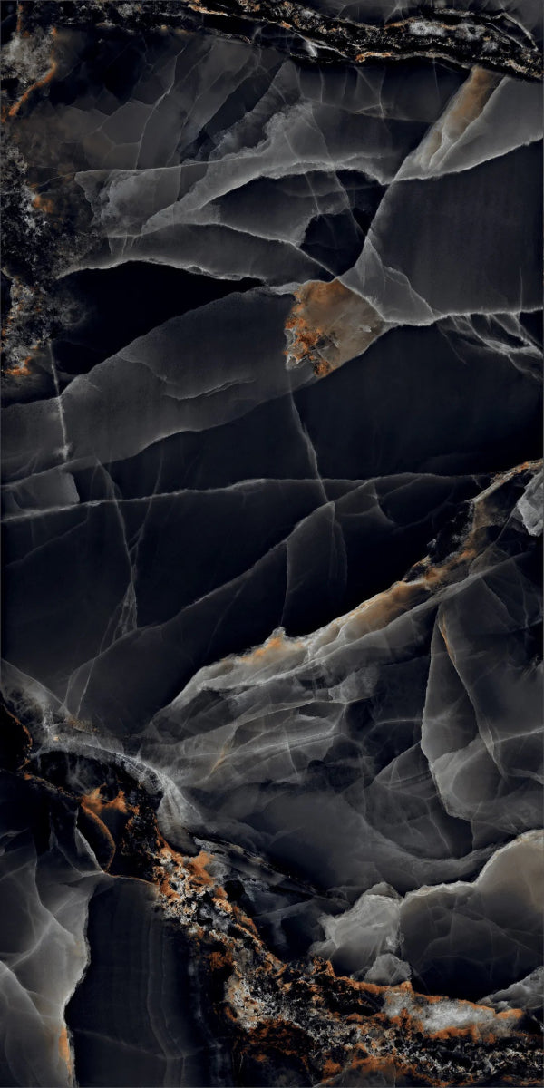 Jewel Onyx Black Polished Porcelain 60x120cm Wall and Floor Tile - TILES Paradise