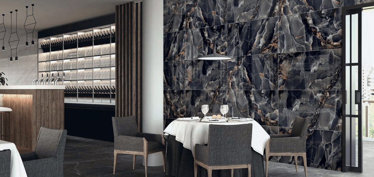 Jewel Onyx Black Polished Porcelain 60x120cm Wall and Floor Tile - TILES Paradise