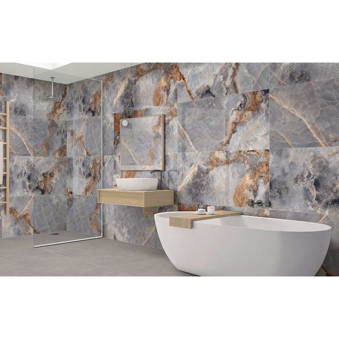 Jewel Onyx Grey 60x120cm Polished Porcelain Wall & Floor Tile - TILES Paradise