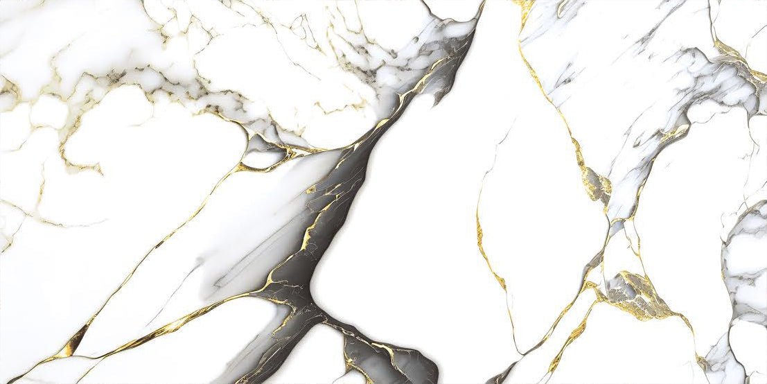 Job Lot: 51 Tiles (38 sq.m) Magnum Gold Marble Effect Polished Porcelain 60x120cm Wall and Floor Tile - TILES Paradise