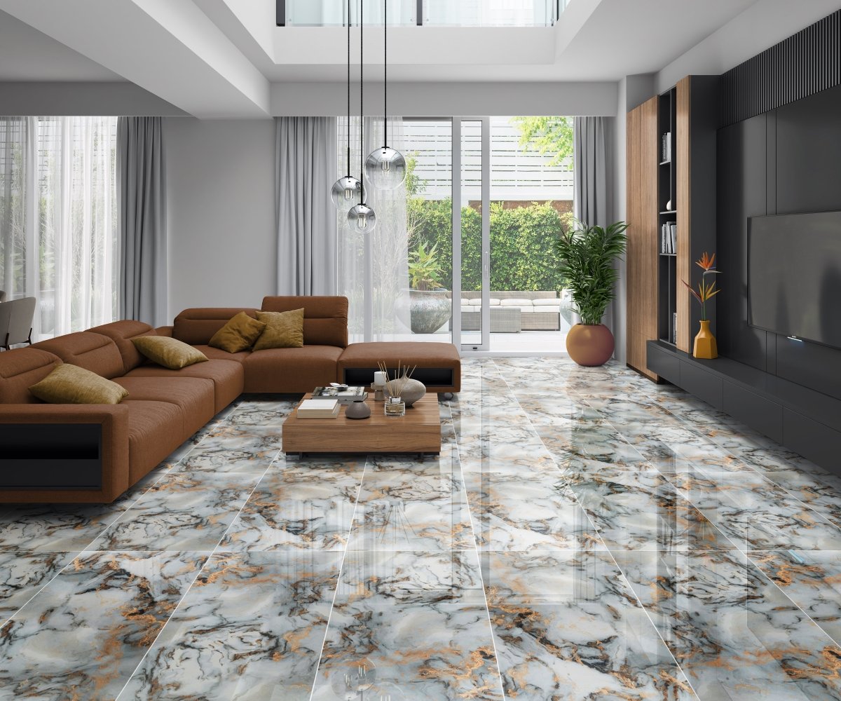 Job Lot Deal: 35 Tiles (25 sq.m) Exotica Gold Polished Porcelain 60x120cm Wall and Floor Tile - TILES Paradise