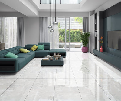 Job Lot Deal: 49 Tiles (35 sq.m) Onyx White Polished Porcelain 60x120cm Kitchen & Bathroom Wall and Floor Tile - TILES Paradise