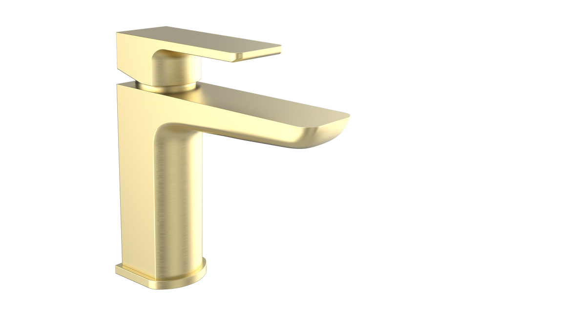 Kalto Brushed Brass Square Mono Basin Mixer Tap