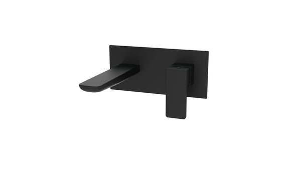 Kalto Matt Black Square Wall Mounted Basin Mixer Tap