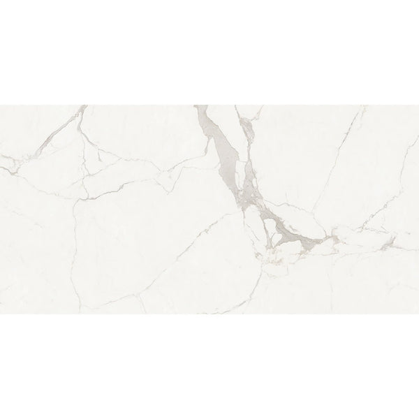 Kaolin Satvario Grey Marble Effect Polished Porcelain Wall & Floor Tile 60x120cm