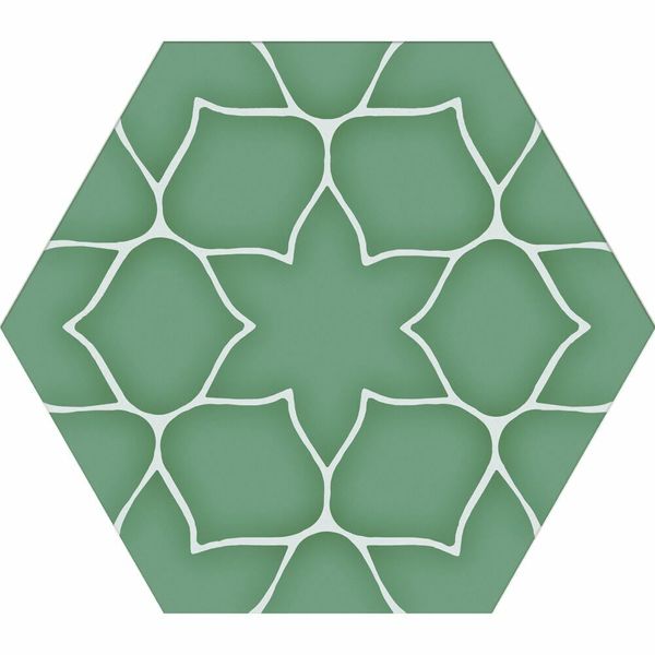 Kerala Hexagon Patterned 285 x 330mm Porcelain Tile - Green