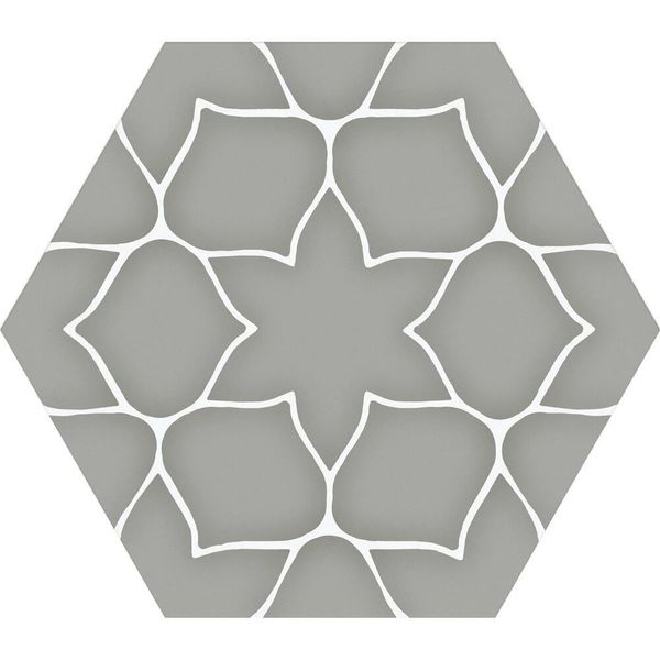 Kerala Hexagon Patterned 285 x 330mm Porcelain Tile - Grey