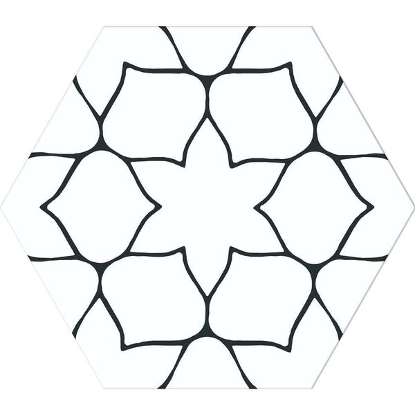 Kerala Hexagon Patterned 285 x 330mm Porcelain Tile - White