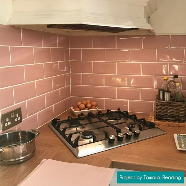 Rose Pink Metro Tile 10x20cm Wall Tiles for kitchen and bathroom
