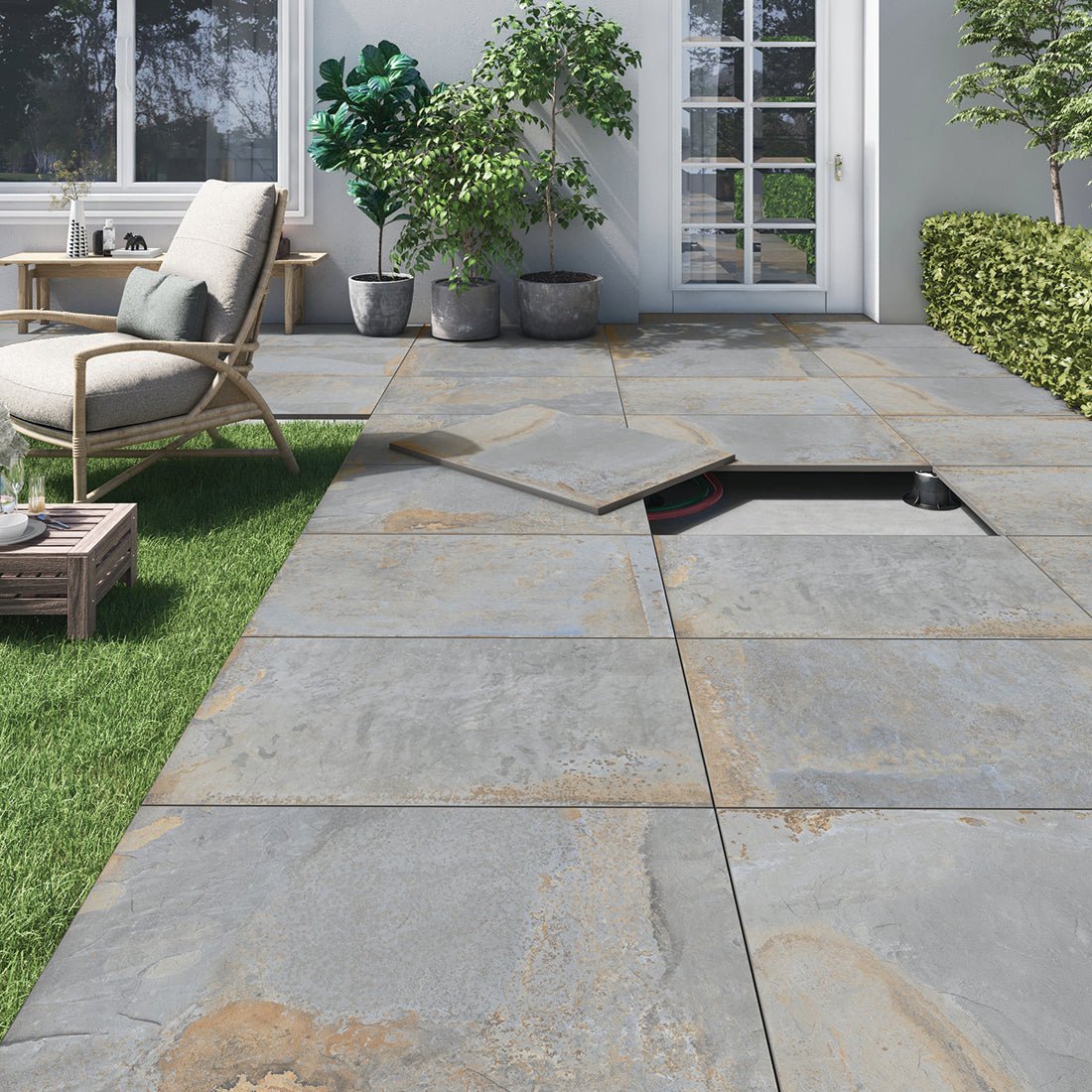 Lavezzi Gold Grey 60cmx90cmx20mm Matt Outdoor and Garden Tile Slab - TILES Paradise