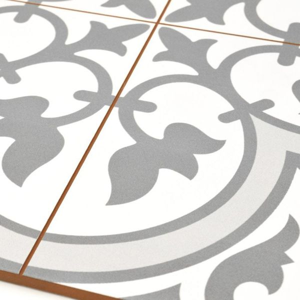 Birbin Monochrome Grey Satin 45x45cm Patterned Ceramic Wall & Floor Tiles