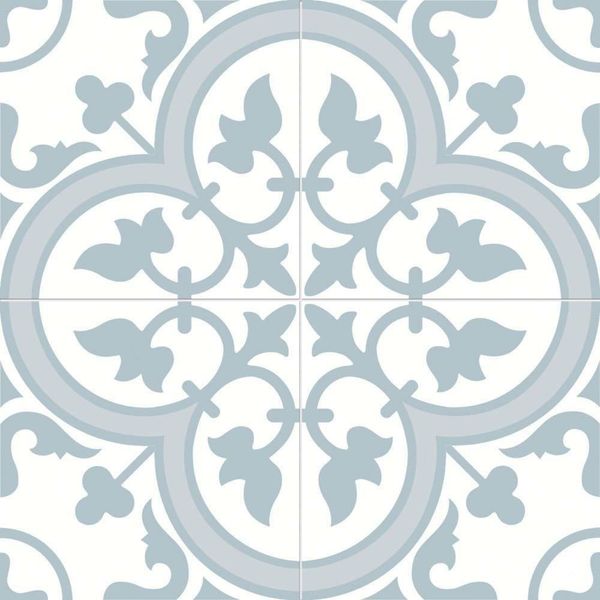 Birbin Monochrome Light Blue Satin 45x45cm Patterned Ceramic Wall & Floor Tiles