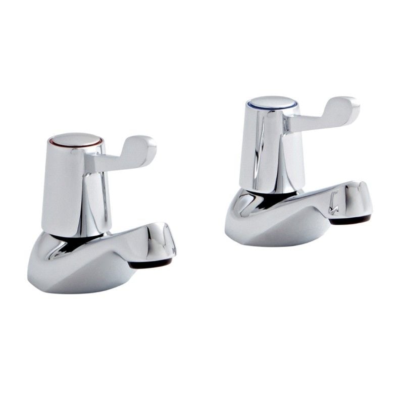 Levio Chrome Lever Basin Pillar Taps (Pair)