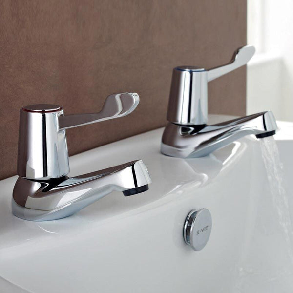 Levio Chrome Lever Bath Pillar Taps (Pair)