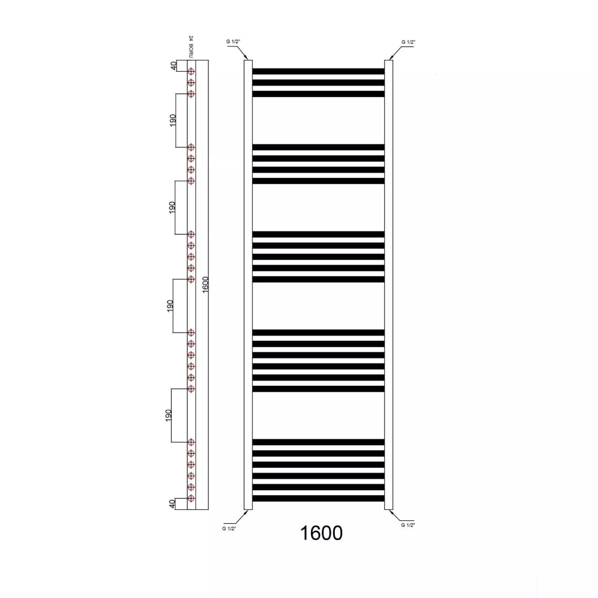 Lumaoval Round Chrome Heated Towel Rail 1600x400mm – Wall - Mounted Radiator - TILES Paradise